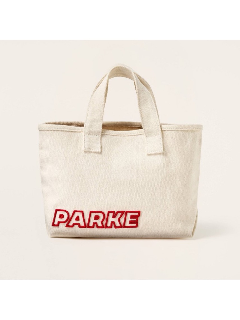 Parke x Target Mini Cream Canvas Tote with Red Logo Patch